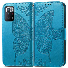 Handytasche Stand Schutzhülle Flip Leder Hülle Schmetterling für Xiaomi Poco X3 GT 5G Blau