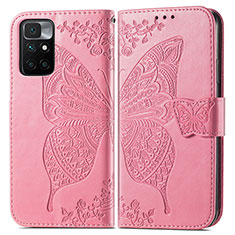 Handytasche Stand Schutzhülle Flip Leder Hülle Schmetterling für Xiaomi Redmi 10 4G Pink