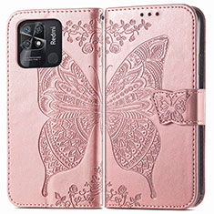 Handytasche Stand Schutzhülle Flip Leder Hülle Schmetterling für Xiaomi Redmi 10 Power Rosa