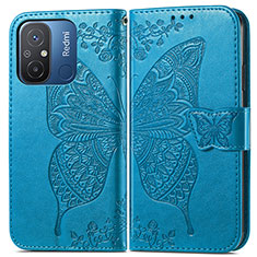 Handytasche Stand Schutzhülle Flip Leder Hülle Schmetterling für Xiaomi Redmi 11A 4G Blau