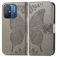 Handytasche Stand Schutzhülle Flip Leder Hülle Schmetterling für Xiaomi Redmi 11A 4G Grau