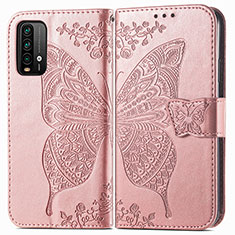 Handytasche Stand Schutzhülle Flip Leder Hülle Schmetterling für Xiaomi Redmi 9T 4G Rosa