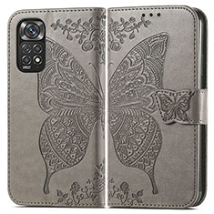 Handytasche Stand Schutzhülle Flip Leder Hülle Schmetterling für Xiaomi Redmi Note 11 Pro 5G Grau