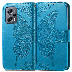 Handytasche Stand Schutzhülle Flip Leder Hülle Schmetterling für Xiaomi Redmi Note 11T Pro+ Plus 5G Blau