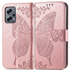 Handytasche Stand Schutzhülle Flip Leder Hülle Schmetterling für Xiaomi Redmi Note 11T Pro+ Plus 5G Rosa