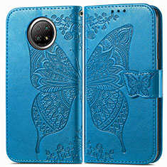 Handytasche Stand Schutzhülle Flip Leder Hülle Schmetterling für Xiaomi Redmi Note 9T 5G Blau