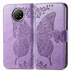 Handytasche Stand Schutzhülle Flip Leder Hülle Schmetterling für Xiaomi Redmi Note 9T 5G Helles Lila