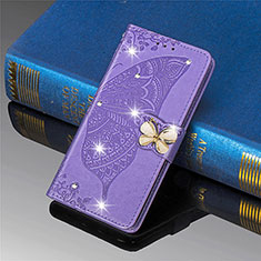 Handytasche Stand Schutzhülle Flip Leder Hülle Schmetterling L01 für Xiaomi Mi 11 Lite 5G NE Helles Lila
