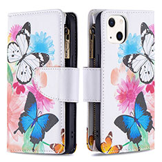 Handytasche Stand Schutzhülle Flip Leder Hülle Schmetterling L03 für Apple iPhone 13 Rosa