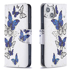 Handytasche Stand Schutzhülle Flip Leder Hülle Schmetterling L07 für Apple iPhone 14 Plus Rosa