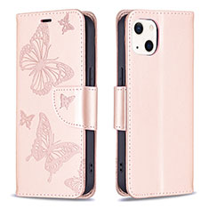 Handytasche Stand Schutzhülle Flip Leder Hülle Schmetterling L09 für Apple iPhone 13 Rosa