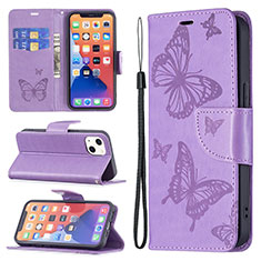 Handytasche Stand Schutzhülle Flip Leder Hülle Schmetterling L09 für Apple iPhone 14 Plus Violett