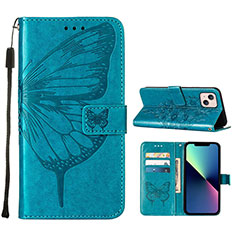 Handytasche Stand Schutzhülle Flip Leder Hülle Schmetterling L10 für Apple iPhone 13 Blau