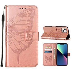 Handytasche Stand Schutzhülle Flip Leder Hülle Schmetterling L10 für Apple iPhone 14 Plus Rosegold