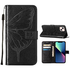 Handytasche Stand Schutzhülle Flip Leder Hülle Schmetterling L10 für Apple iPhone 14 Schwarz