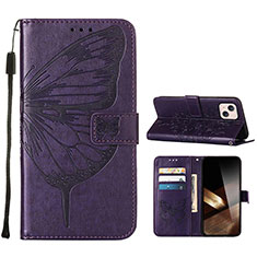 Handytasche Stand Schutzhülle Flip Leder Hülle Schmetterling L10 für Apple iPhone 15 Plus Violett