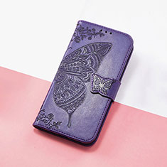 Handytasche Stand Schutzhülle Flip Leder Hülle Schmetterling S01D für HTC U23 5G Violett