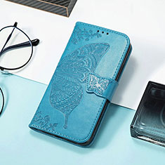 Handytasche Stand Schutzhülle Flip Leder Hülle Schmetterling S01D für Huawei Honor 60 SE 5G Blau