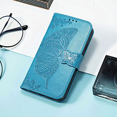 Handytasche Stand Schutzhülle Flip Leder Hülle Schmetterling S01D für Samsung Galaxy F13 4G Blau