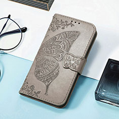 Handytasche Stand Schutzhülle Flip Leder Hülle Schmetterling S01D für Samsung Galaxy M13 4G Grau
