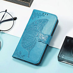 Handytasche Stand Schutzhülle Flip Leder Hülle Schmetterling S01D für Samsung Galaxy M13 5G Blau