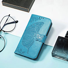 Handytasche Stand Schutzhülle Flip Leder Hülle Schmetterling S01D für Xiaomi Poco C55 Blau