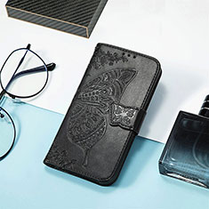 Handytasche Stand Schutzhülle Flip Leder Hülle Schmetterling S01D für Xiaomi Poco C55 Schwarz