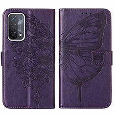 Handytasche Stand Schutzhülle Flip Leder Hülle Schmetterling Y01B für Oppo A54 5G Violett