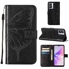 Handytasche Stand Schutzhülle Flip Leder Hülle Schmetterling Y01B für Oppo A56S 5G Schwarz