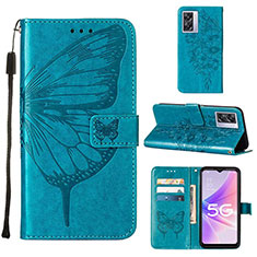 Handytasche Stand Schutzhülle Flip Leder Hülle Schmetterling Y01B für Oppo A77 5G Blau