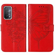Handytasche Stand Schutzhülle Flip Leder Hülle Schmetterling Y01B für Oppo A93 5G Rot