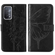 Handytasche Stand Schutzhülle Flip Leder Hülle Schmetterling Y01B für Oppo A93 5G Schwarz