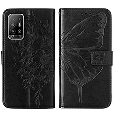 Handytasche Stand Schutzhülle Flip Leder Hülle Schmetterling Y01B für Oppo A94 5G Schwarz