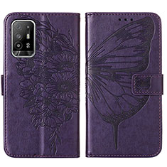 Handytasche Stand Schutzhülle Flip Leder Hülle Schmetterling Y01B für Oppo A94 5G Violett