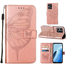 Handytasche Stand Schutzhülle Flip Leder Hülle Schmetterling Y01B für Oppo F21 Pro 4G Rosegold