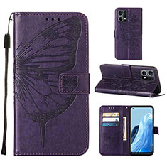 Handytasche Stand Schutzhülle Flip Leder Hülle Schmetterling Y01B für Oppo F21 Pro 4G Violett