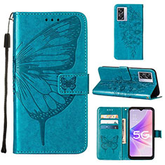 Handytasche Stand Schutzhülle Flip Leder Hülle Schmetterling Y01B für Oppo K10 5G India Blau