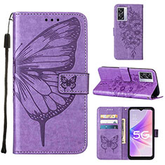 Handytasche Stand Schutzhülle Flip Leder Hülle Schmetterling Y01B für Oppo K10 5G India Helles Lila