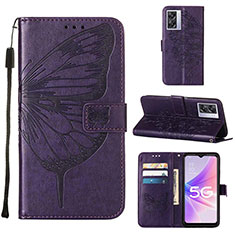 Handytasche Stand Schutzhülle Flip Leder Hülle Schmetterling Y01B für Oppo K10 5G India Violett