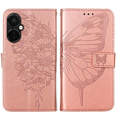 Handytasche Stand Schutzhülle Flip Leder Hülle Schmetterling Y01B für Oppo K11x 5G Rosegold