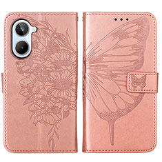 Handytasche Stand Schutzhülle Flip Leder Hülle Schmetterling Y01B für Realme 10 4G Rosegold