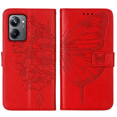 Handytasche Stand Schutzhülle Flip Leder Hülle Schmetterling Y01B für Realme 10 Pro 5G Rot