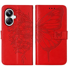 Handytasche Stand Schutzhülle Flip Leder Hülle Schmetterling Y01B für Realme 10 Pro+ Plus 5G Rot