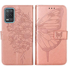 Handytasche Stand Schutzhülle Flip Leder Hülle Schmetterling Y01B für Realme 8 5G Rosegold