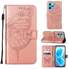 Handytasche Stand Schutzhülle Flip Leder Hülle Schmetterling Y01B für Realme 9 4G Rosegold