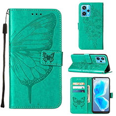 Handytasche Stand Schutzhülle Flip Leder Hülle Schmetterling Y01B für Realme 9 Pro+ Plus 5G Grün