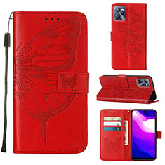 Handytasche Stand Schutzhülle Flip Leder Hülle Schmetterling Y01B für Realme C35 Rot