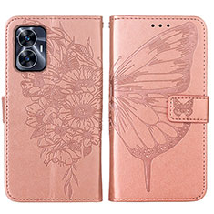 Handytasche Stand Schutzhülle Flip Leder Hülle Schmetterling Y01B für Realme C55 Rosegold