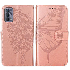 Handytasche Stand Schutzhülle Flip Leder Hülle Schmetterling Y01B für Realme GT Master 5G Rosegold