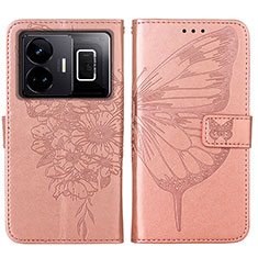 Handytasche Stand Schutzhülle Flip Leder Hülle Schmetterling Y01B für Realme GT Neo6 5G Rosegold